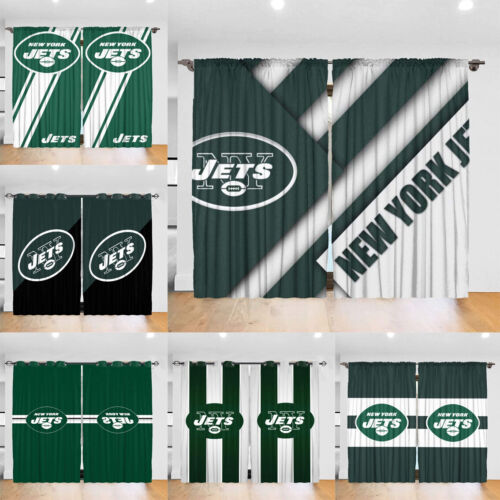 New York Jets Blackout Window Curtain Drapes for Bedroom Living Room 2 Panel