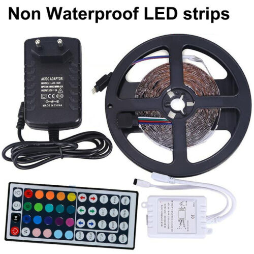 16FT 5050 RGB Waterproof LED Strip light SMD 44 Key Remote 12V US Power Full Kit