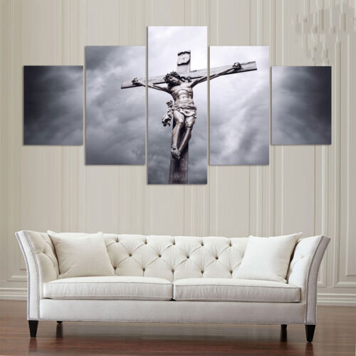 Jesus Crucified on Cross 5 Pcs Canvas Print Poster HOME DECOR Hang Picture 
