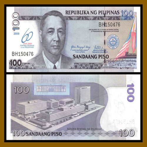 2009 P-202 Comm Philippines 100 Piso 60th Central Bank Unc