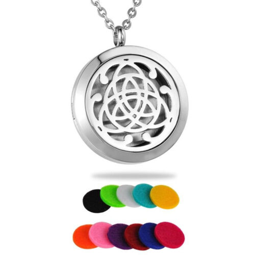 Celtic Style Pattern Essential Oil Aromatherapy Locket Diffuser Pendant Necklace