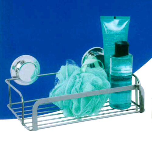 2 x Stainless Steel Stick N Lock Chrome Shower Rack Caddy Bathroom Shower Basket
