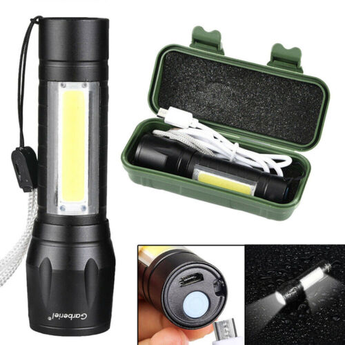 Police Rechargeable LED Super Bright Zoom Flashlight Powerful Camping Lamp Torch