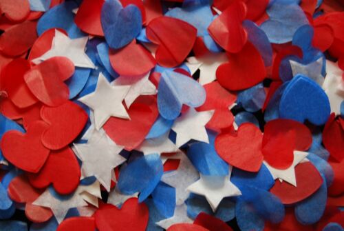 United States Baby Shower USA Heart confetti RED WHITE & BLUE Wedding 