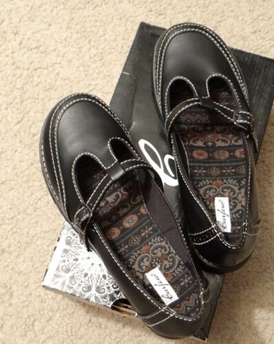 CURFEW MADDIE black w white stitch Mary Jane style sandals//dress shoes,size 6-11