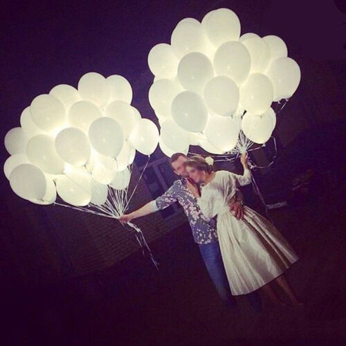 50x LED 30cm Helium Weiß Ballons für Hochzeit Party Kind Geburtstag Luftballon