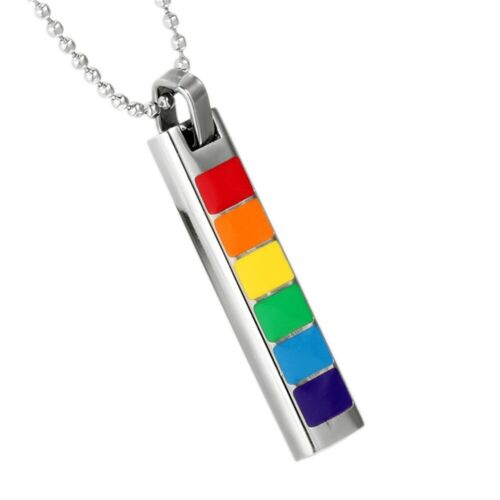 Rectangulaire Rainbow Collier Pendentif en acier inoxydable LGBT Pride Fashion Jewelry