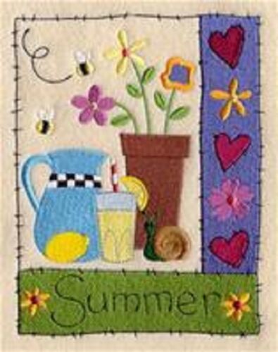 Pre Order Series Summertime Stitches 9  x 12" Embroidered Quilt Block 
