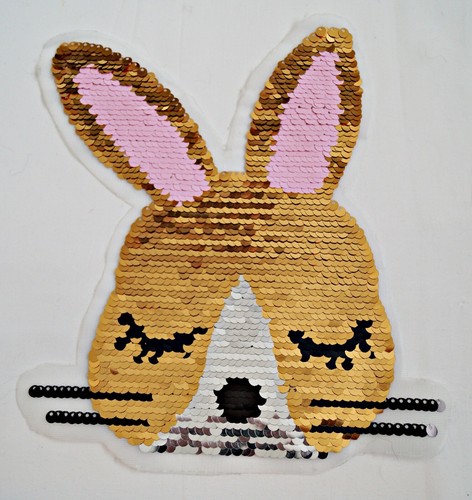 Lapin Gold écusson tournant Paillettes À faire soi-même coudre wendepailetten