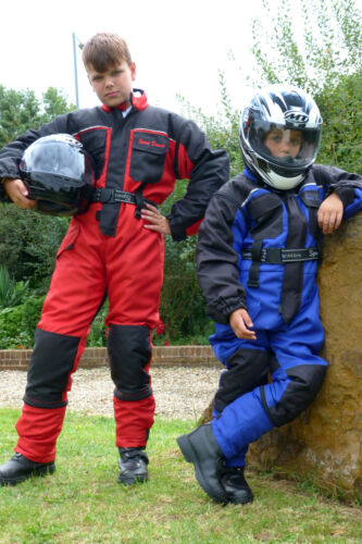 Kids Childrens One-Piece Biker Textile X-Tenda Motorcycle Suit Waterproof Red  T