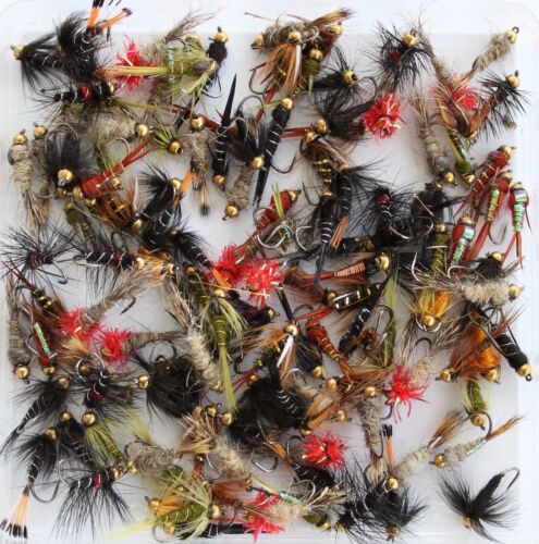 33J Trout Flies Nymph Buzzer Random Selection 8 to 16 By Arc Fishing Flies UK 