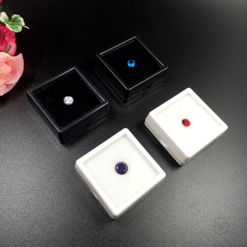 Diamond 4x4 cm. White Gem Display plastic box Storage for Gemstones
