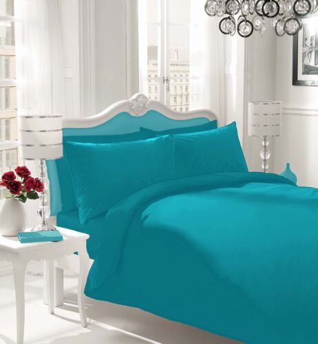 Plain Dyed Duvet Quilt Cover Bedding Set With Pillowcase Single Double King Size