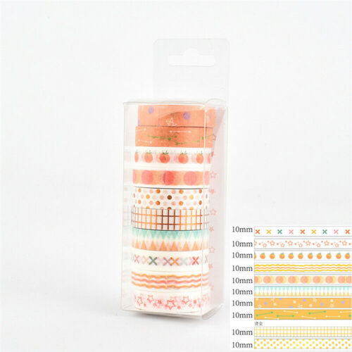 10 Rolls Washi Tape Masking Sticker Set DIY Scrapbooking Diary Planner Craft 