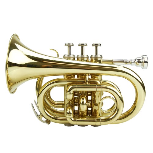 NEW Merano GOLD Lacquer Pocket Trumpet with Case Metro Tuner Mouth Piece
