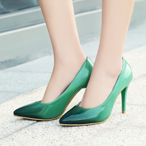 Women Multi-Colored Stiletto Heel Pumps Elegant OL Pointy Toe Loafer Sweet Shoes 
