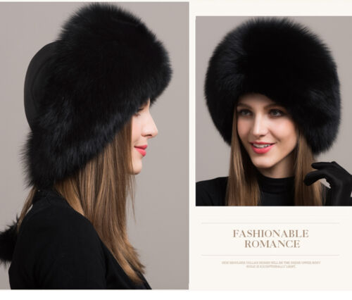 Les femmes en fourrure renard véritable chapeau hiver russe Chauffe-Oreille Cap Ushanka Cossack ski Lit01