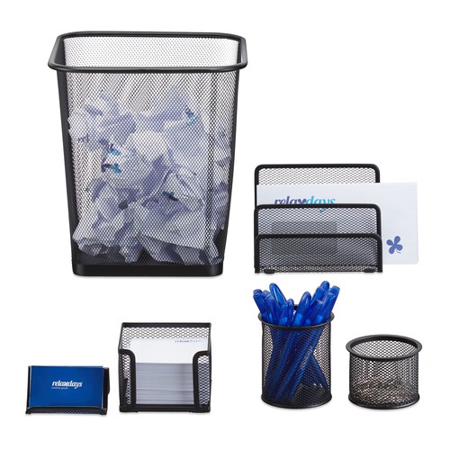 Schreibtisch Organizer Mesh 6er Set Briefablage Ablagen Stifteköcher Mülleimer