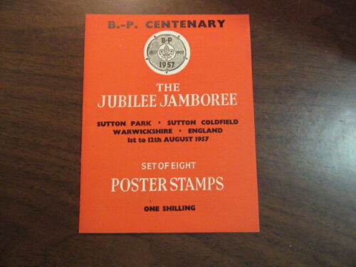 1957 World Jamboree Set of 8 Poster Stamps in Folder     eb26