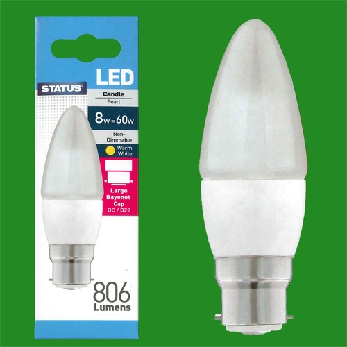 = 60 W 6x 8 W Pearl bougie économie d/'énergie DEL BC B22 Baïonnette Cap Ampoule Lampe