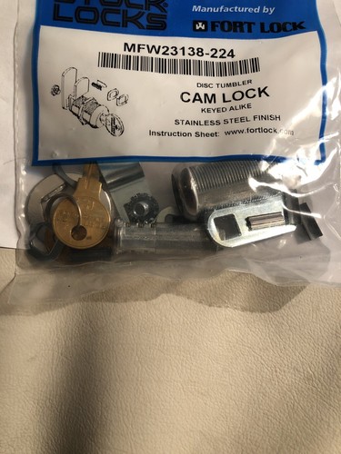 STOCK LOCKS By Fort Lock MFW23138-224 Keyed Alike Cam Locks 1 3//8” Stainless