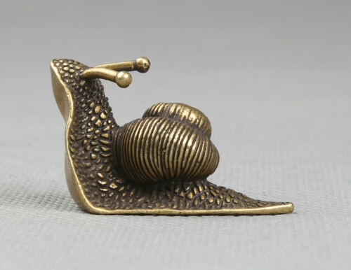 40MM Collect Curio Chinese Small Bronze Exquisite Lifelike Animal Snail Statue蜗牛