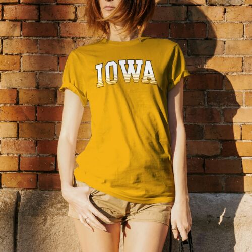 Iowa Hawkeyes Arch Fade College University T-Shirt Gold