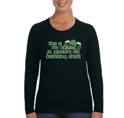 Womens St Patrick/'s Day Drinking Shamrock Irish Green Beer Long Sleeve T-Shirt