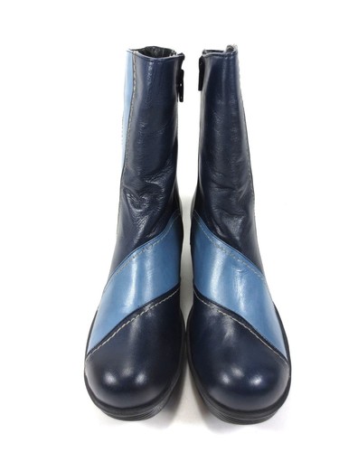 GEMINI Stiefel Boots Leder Schuhe Keil Plateau warm blau NEU 89,95