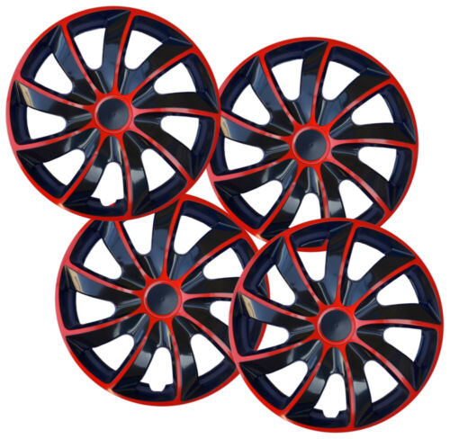 Set of 16/" Wheel Mic hubcaps for Vauxhall Vivaro-Black//Red
