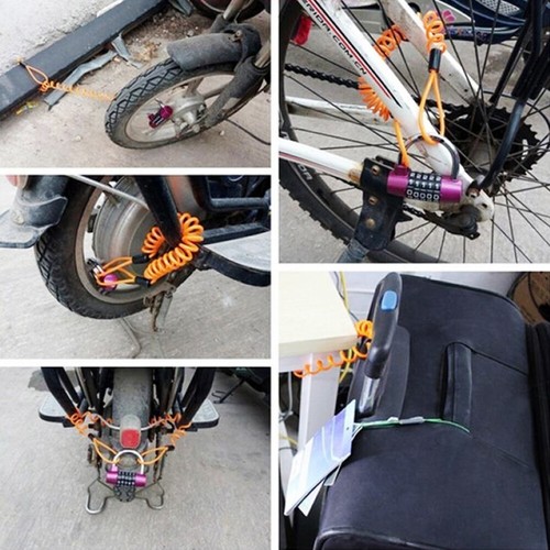 Bike Spring Cable Lock Anti-Theft Rope Alarm Disc Lock Bicycle 1.5M Security