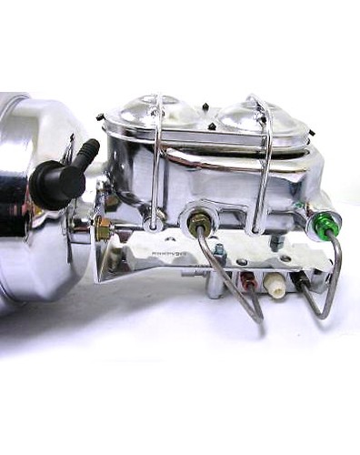 Chrome Disc Brake Booster Master Cylinder Proportioning Valve Bracket /& Lines