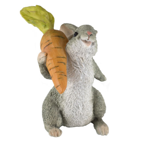 Miniature Gray Bunny Rabbit Carrying Carrot Figurine 2.5/" High New In Box!