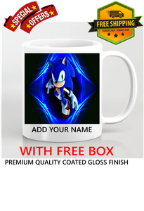 NEW SONIC THE HEDGEHOG PERSONALISED MUG cup tea ADD ANY NAME kids personalised