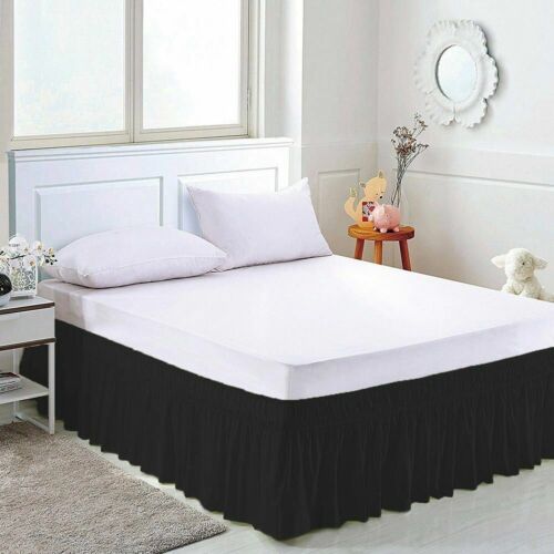 Details about  / 1 PC Wrap Around Bed Skirt 1000 TC Soft Egyptian Cotton All Sizes /& Solid Color