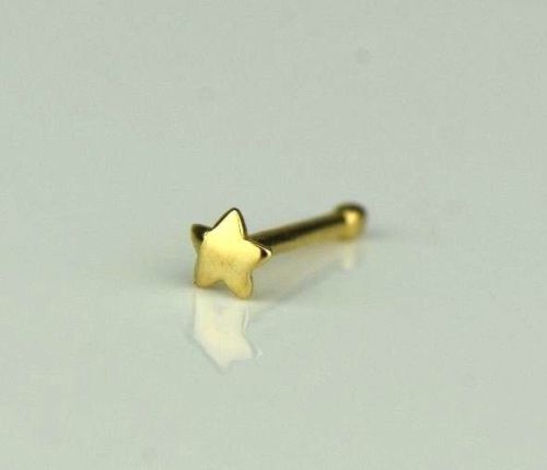 Details about  / 14k Yellow or White Gold Diamond Cut Star Nose Piercing Stud **