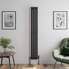 Vertical Oval Tube Single Panel Designer Radiator - 1800 x 240mm Black 4 Tubes