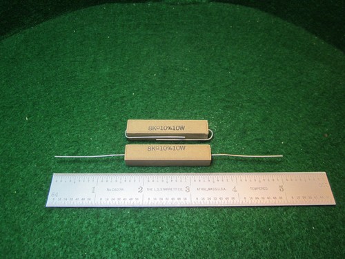 2 Vintage Sand Ceramic 8000 OHM 10/% 10 Watt Wirewound Resistors NOS