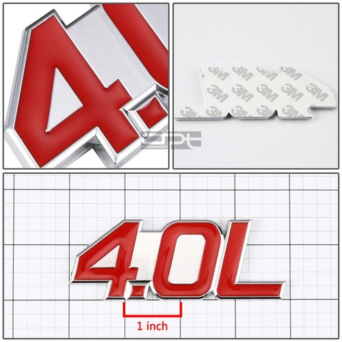 METAL BUMPER BODY GRILL FENDER EMBLEM DECAL LOGO BADGE CHROME RED 4.0 4.0L V6