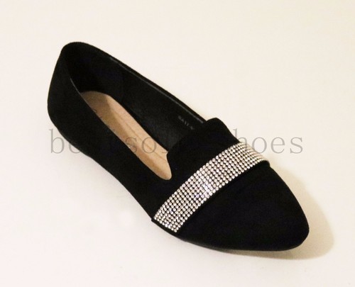 WOMENS LADIES DIAMANTE SLIP ON FLATS LOAFERS TRAINERS PLIMSOLLS PUMPS SHOES SIZE