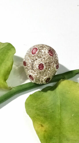 Natural Ruby Gemstone /& Pave Diamond Ring,925 Sterling Silver,Handmade Ring,Gift