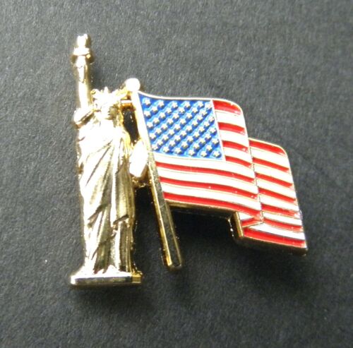 USA FLAG STATUE OF LIBERTY LAPEL PIN BADGE 3/4 INCH 
