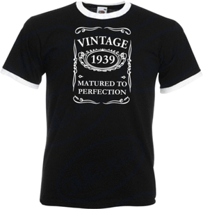80th cadeaux d/'anniversaire présente année 1939 Homme Ringer Vintage T-shirt mûri à