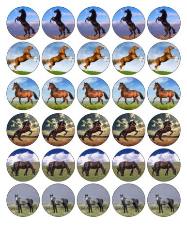 30 cheval poney stallion comestible fondant/gaufre fée cup cake toppers 