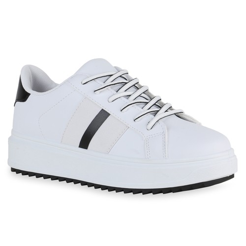 Damen Plateau Sneaker Freizeitschuhe Schnürer Turnschuhe 833581 Trendy Neu