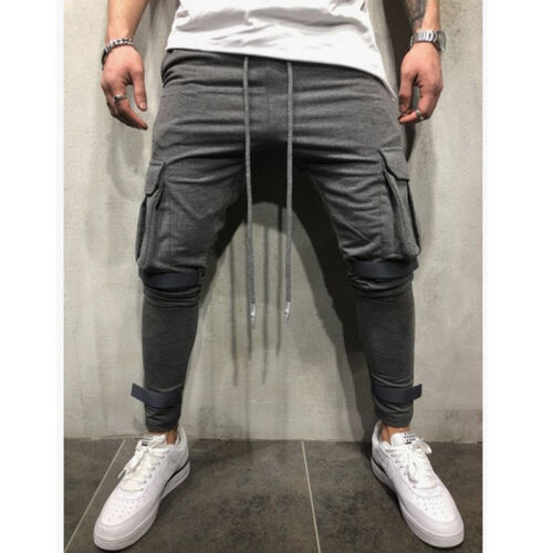 Mens Cargo Combat Trousers Pockets Jogger Sports Work Sweat Pants Casual Bottoms