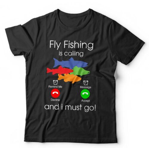 Hobby Fly Fishing Is Calling Tshirt Unisex & Kids Sport Fathers Day Angling 