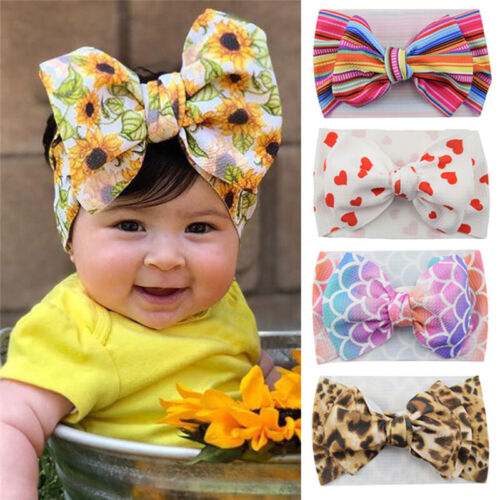 Soft Baby/ Girls Kids Toddler Bow Hairband Headband Turban Big Knot Head-Wrap 