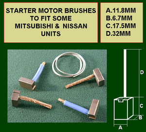 MOTORE di avviamento Pennelli Brush Set per alcune unità MITSUBISHI NISSAN 12 Volt 140591