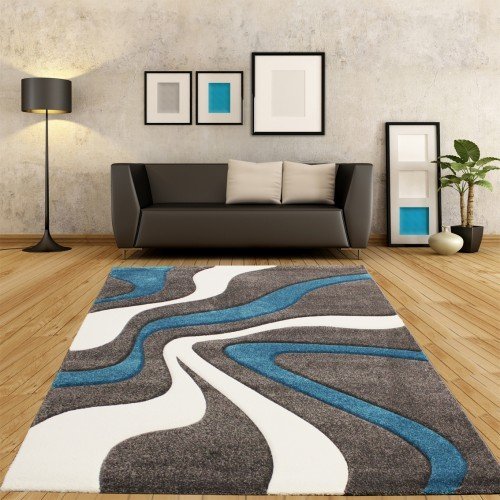 Azul Y Gris Alfombra Alfombra Moderno Abstracto Alfombra Para Sala Dormitorio Pequeño Grande